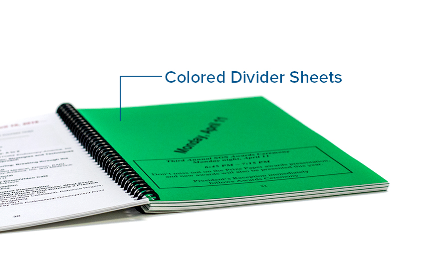 Omnipress Color Divider Sheet Options