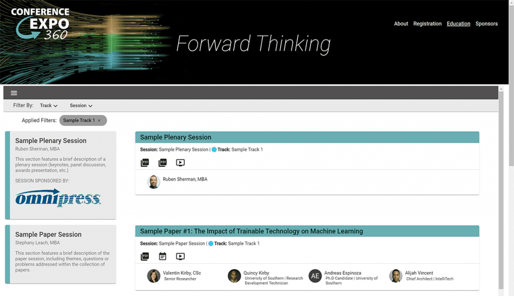 Screenshot of the Omnipress On-Demand Virtual Event Platform
